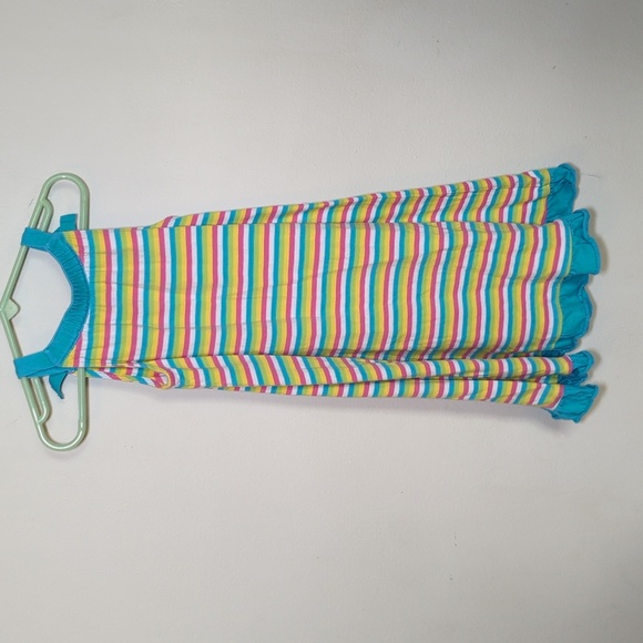 J Khaki Colorful Striped Sundress with Bows 100% Cotton Girls Size 4 - Picture 3 of 3